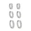 Trio de Brincos Argolinha Milly Zircônias Folheado em Ródio Branco