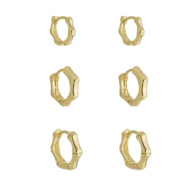 Trio de Brincos Argolinha Josi Folheado a Ouro 18k