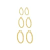 Trio de Brincos de Argola Tubo Torcido Giovana Folheado a Ouro 18k