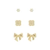 Trio de Brincos Jude Lacinho Ponto de Luz Zircônias Folheado a Ouro 18k