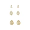 Trio de Brincos Luara Gotas Zircônias Folheado a Ouro 18k
